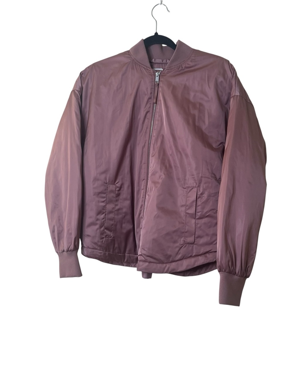 A New Day Pink Rose Bomber Jacket - Lightweight Zip Front Sz S